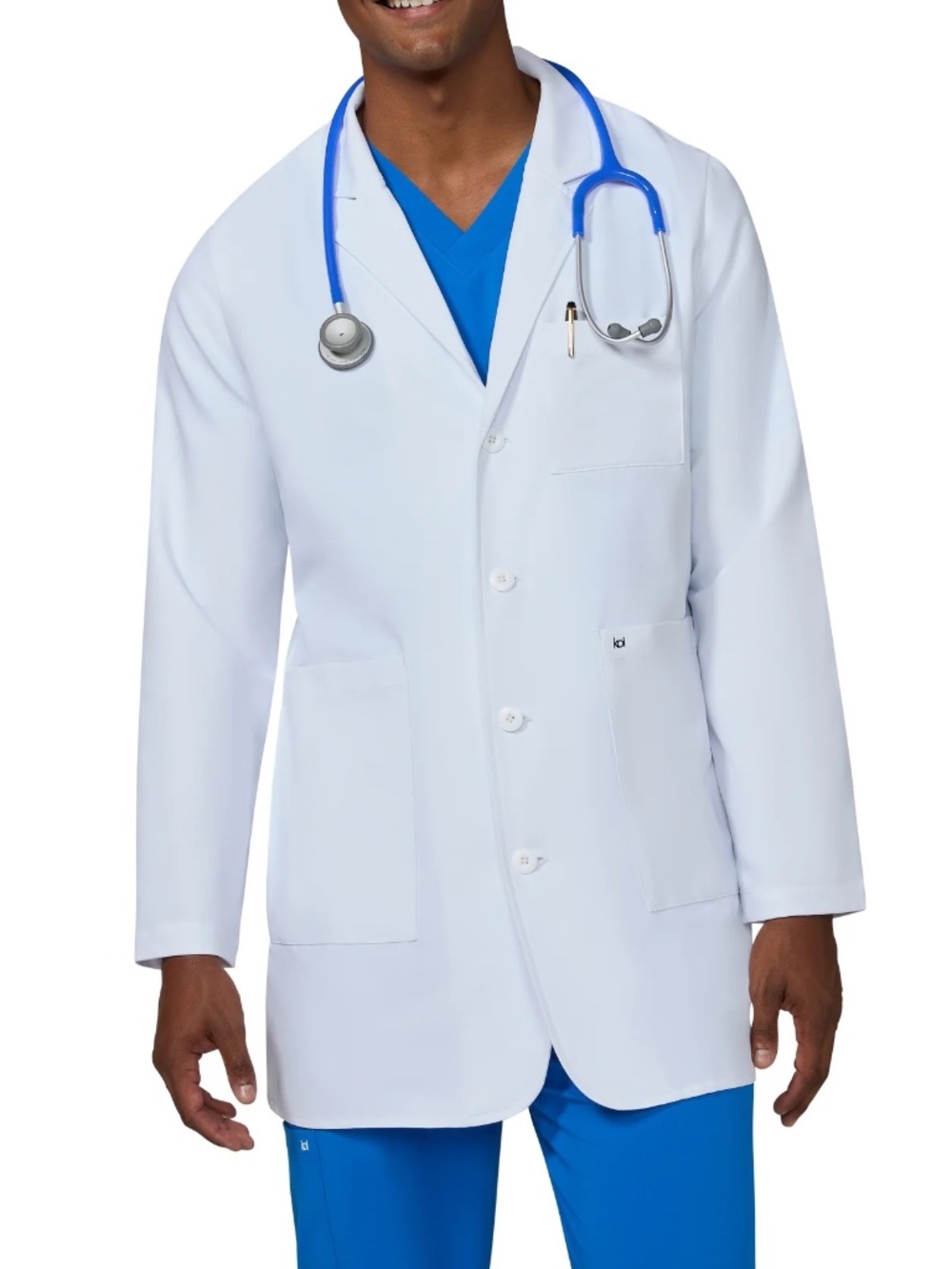 KOI Essentials Men's Koren White Medical Lab Coat Doctor Jacket | Small NWT